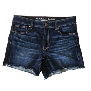American Eagle Hi-Rise Shortie Shorts Denim Women's 8 Stretch